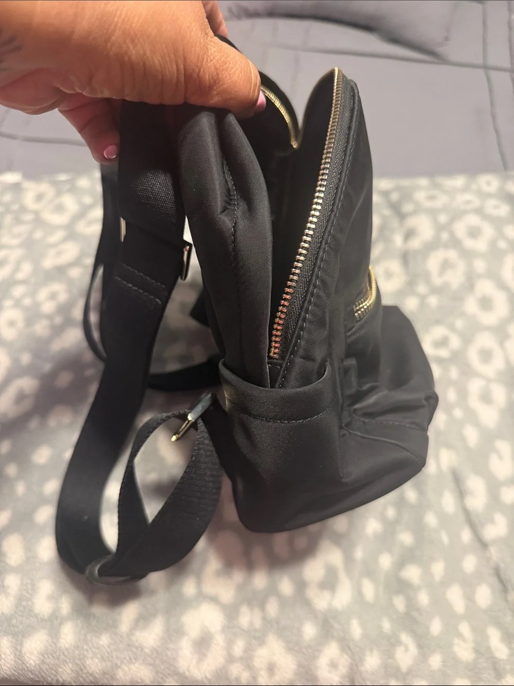 kate spade Black Nylon Mini Backpack with Gold Hardware